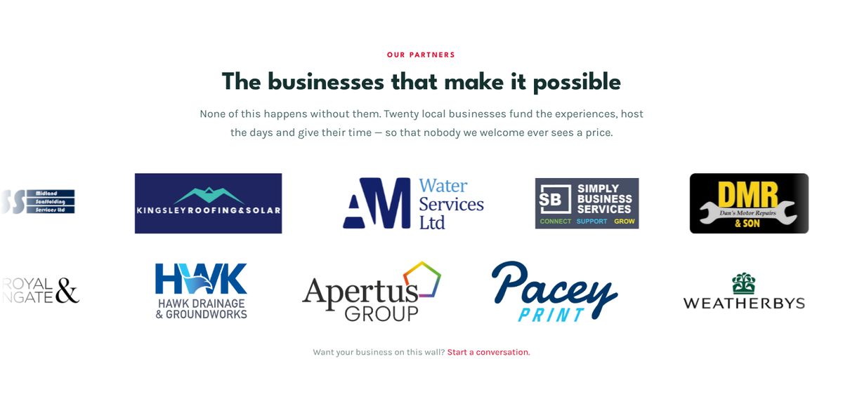 Logos of the businesses that fund the work