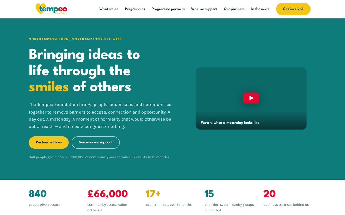 Tempeo Foundation home page: Bringing ideas to life through the smiles of others